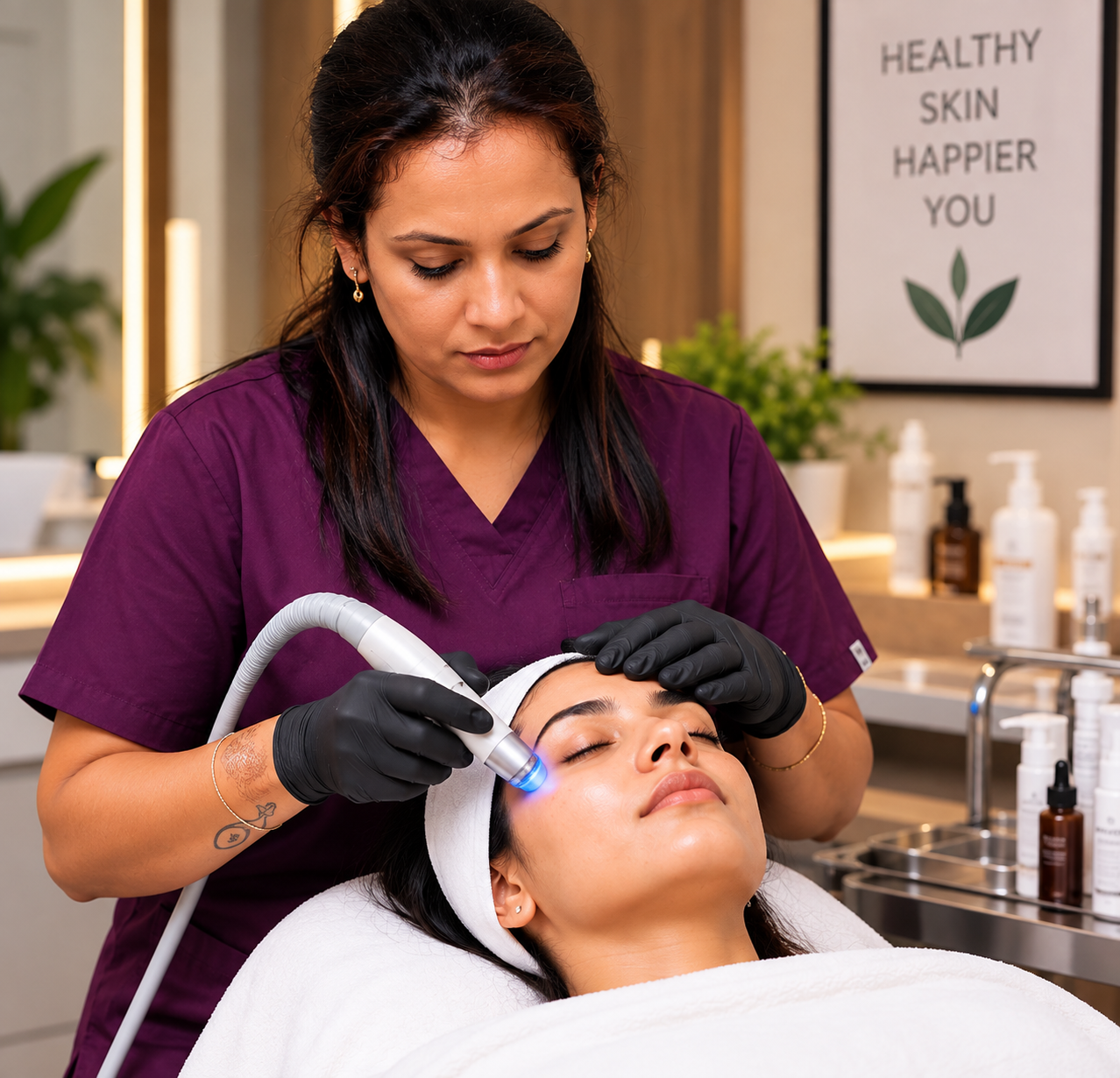 Specialist Performing Facial Treatment
